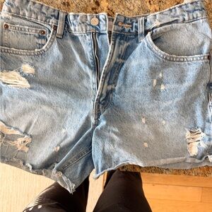 Light Blue Distressed Zara Denim Women's Shorts